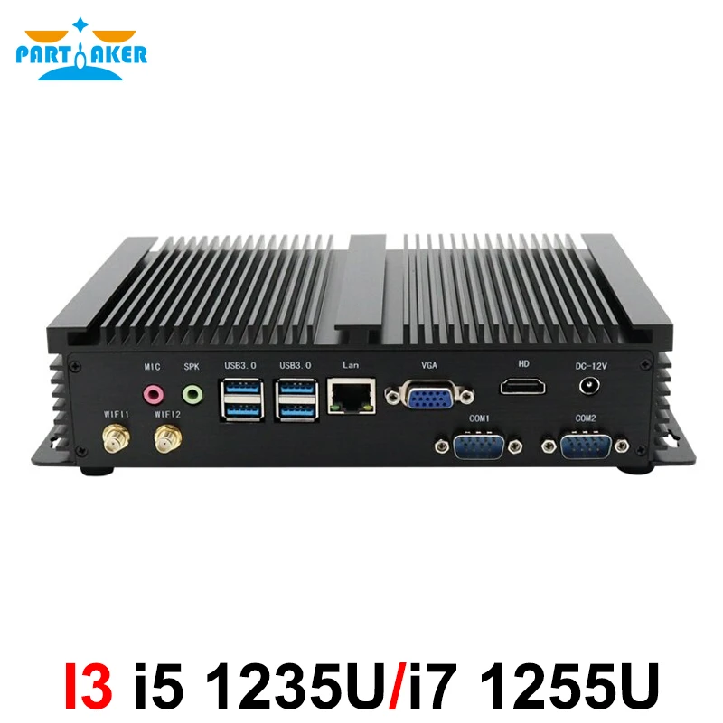 Partaker Mini Pc Industriale Senza Ventola Intel Core I7 1255U I5 1235U 2 * Ddr4 Msata + M.2 Pcie Mini Pc Windows 10 Htpc Nuc Vga Hdmi