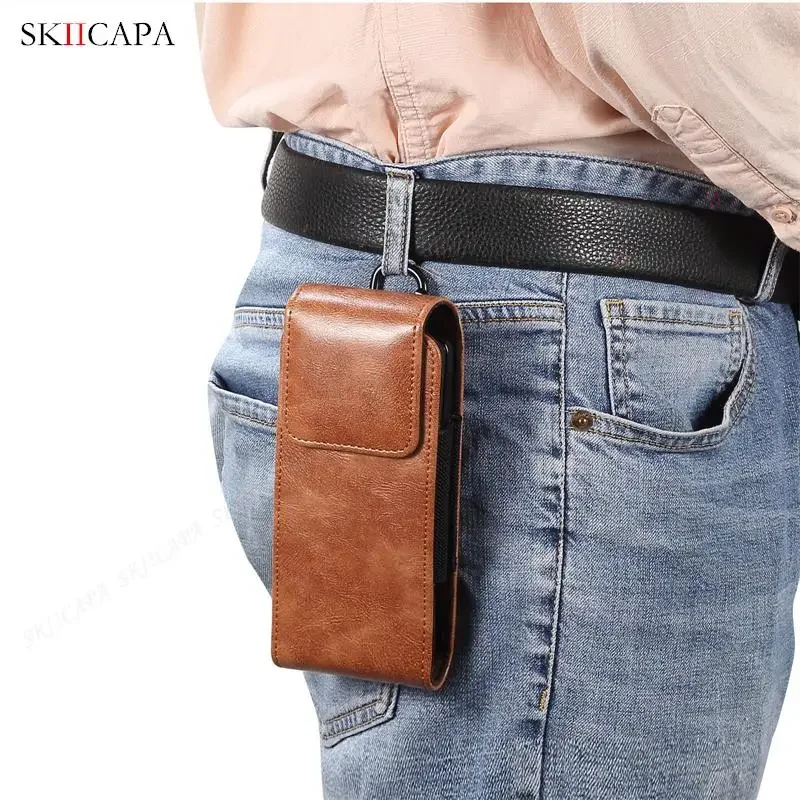 Genuine Leather Fanny Pack Phone Pouch with Belt Clip