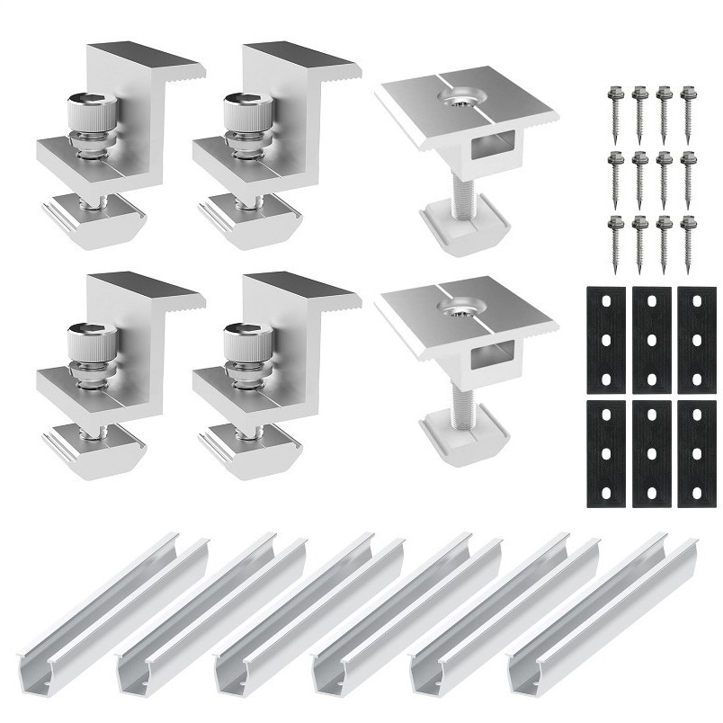 2Pcs/4Pcs/6Pcs 20CM Solar Panel Module Aluminum Bracket Rail Bracket Trapezoidal Sheet Flat Roof PV Mounting Rail Support