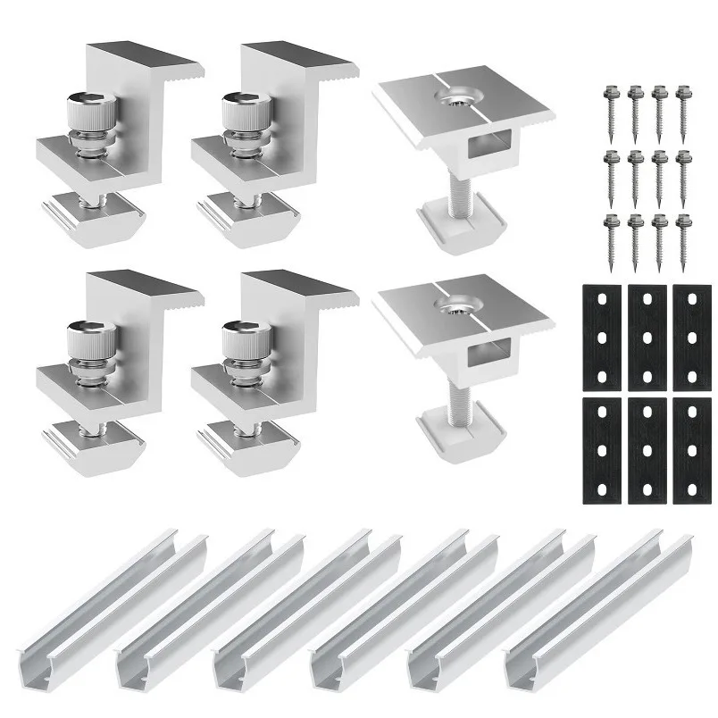 Suporte de Alumínio do Módulo do Painel Solar Suporte do Trilho Folha Trapezoidal Telhado Plano pv Suporte Ferroviário de Montagem 20cm Pcs Pcs Pcs