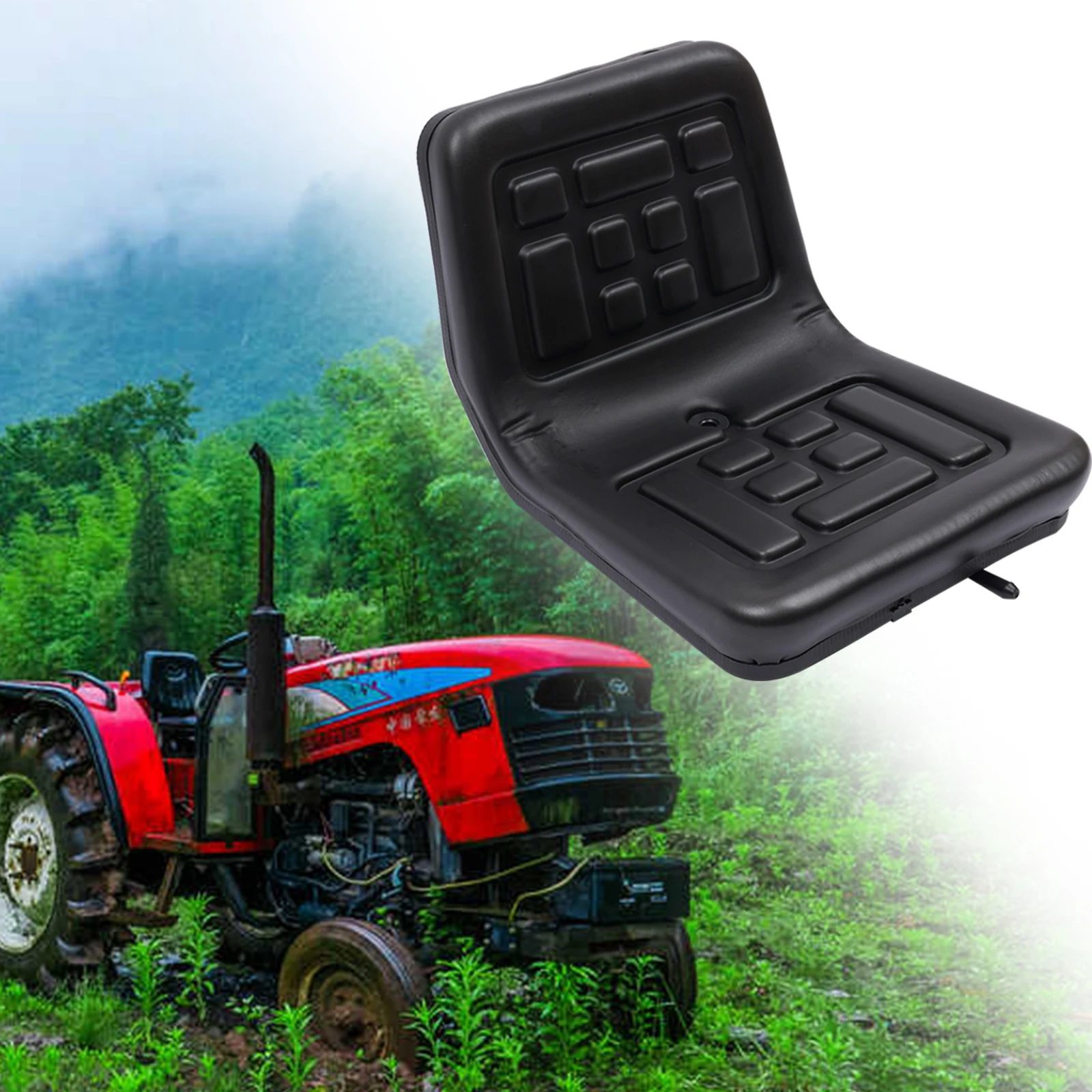 Universal Waterproof Seat Tractor Seat with A Drain Hole PU Material Horizontally Adjustable Black