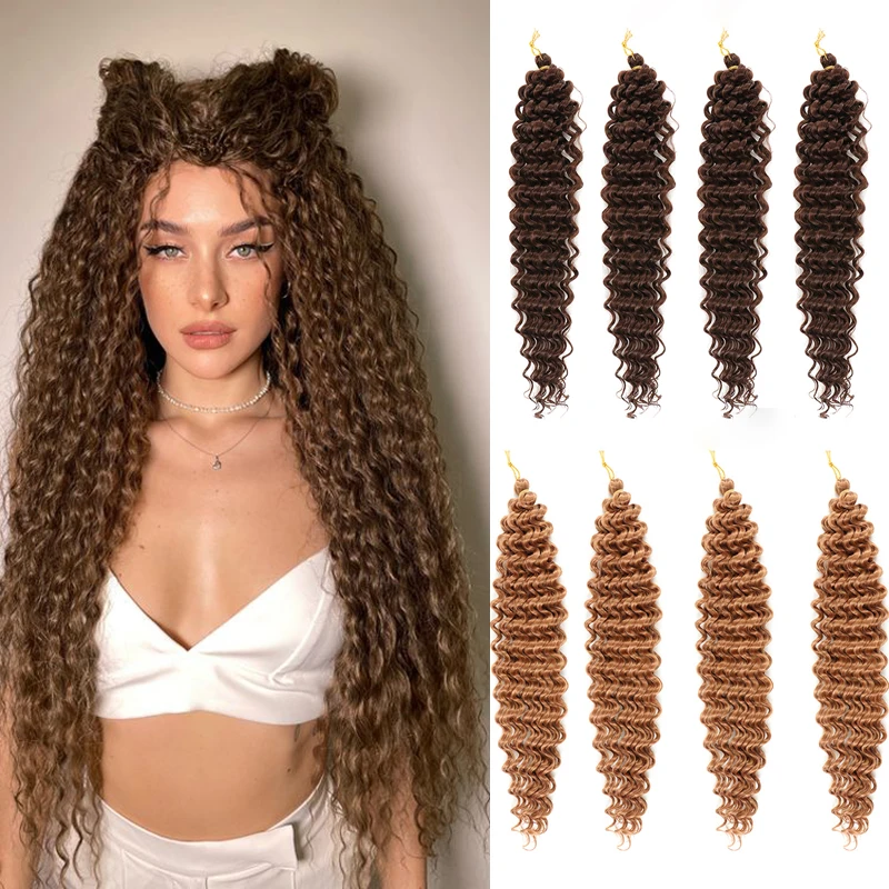 

Water Wave Twist Crochet Hair 20'' Ariel Curl Deep Water Braiding Hair Extension Brown Synthetic Ocean Wave Braid Hair for Women