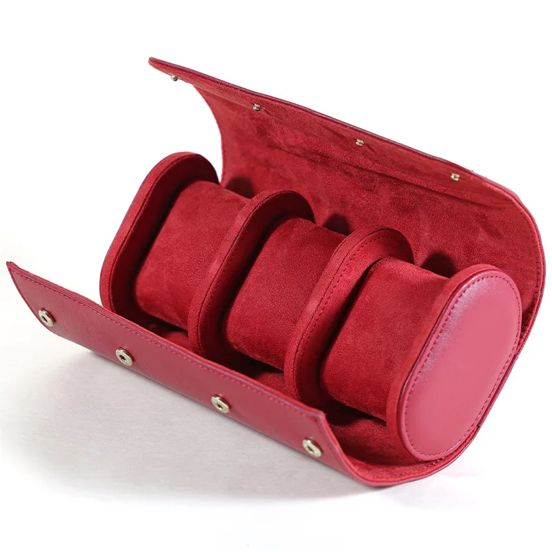 Fashion Casual Multi-Color Leather Watch Box with 3 Slots - Portable Dustproof Travel Storage