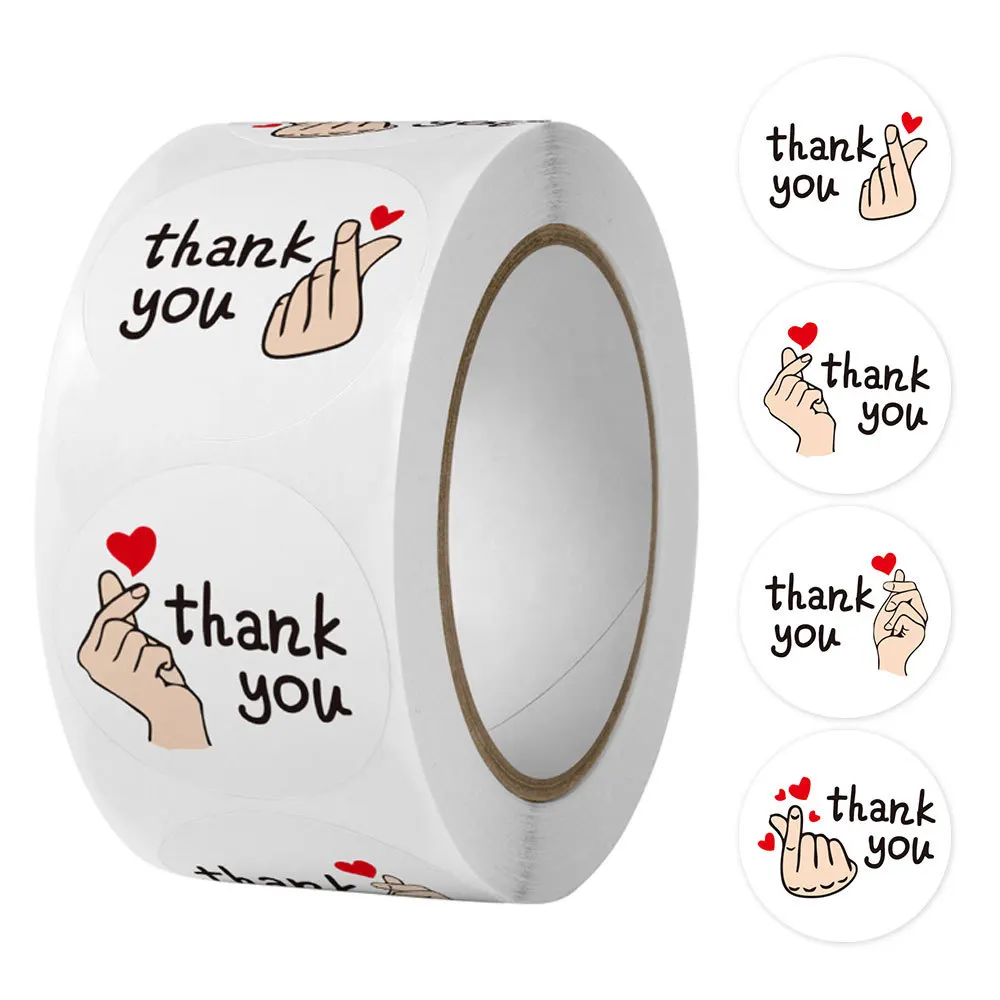 

Thank you Sticker Gift Label Circular Envelope Love Gesture Thank You Gift Sealing Sticker 2.5cm 500pcs