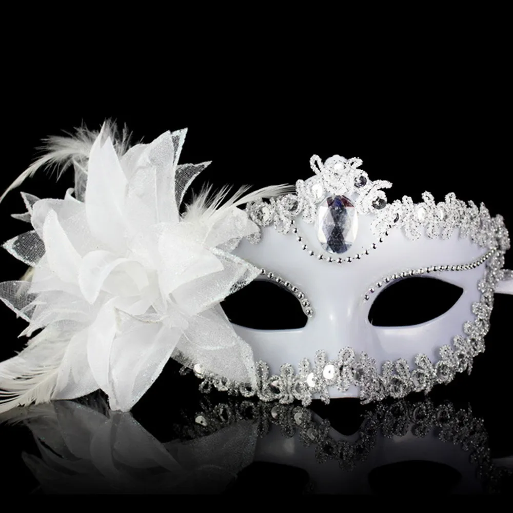 Máscara veneciana de diamante, flor de plumas de Venecia, disfraz de actuación de Carnaval de boda. 1 Máscara veneciana de diamante, flor de plumas de Venecia, disfraz de actuación de Carnaval de boda. 1