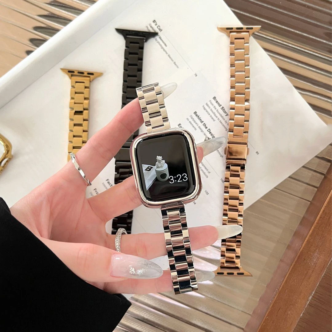 Elegant Slim Metal Watch Strap - Stainless Steel Bracelet