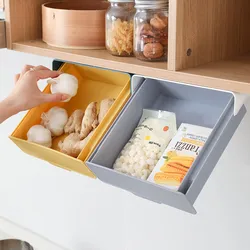 Hidden Hanging Storage Box Kitchen Drawer Knife Fork Spoon Tray Self Adhesive Under Desk Drawer Office Stationery Tool Organizer
