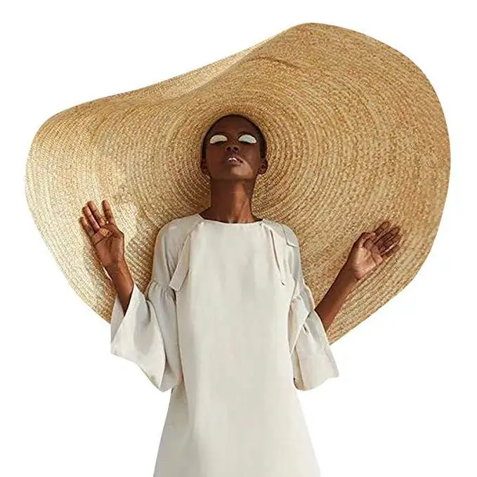 

2023 Oversized Wide Brim Sun Hat Travel Vacation Large UV Protection Beach Straw Hats Fashion Women's Summer Floppy Foldable