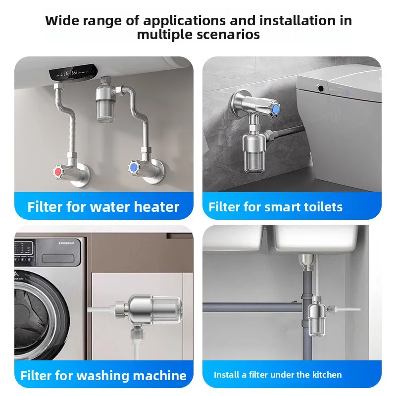 Universal Stainless Steel Pre-filter for Electric Water Heaters - Suitable for Showers, Kitchens, and Bathrooms