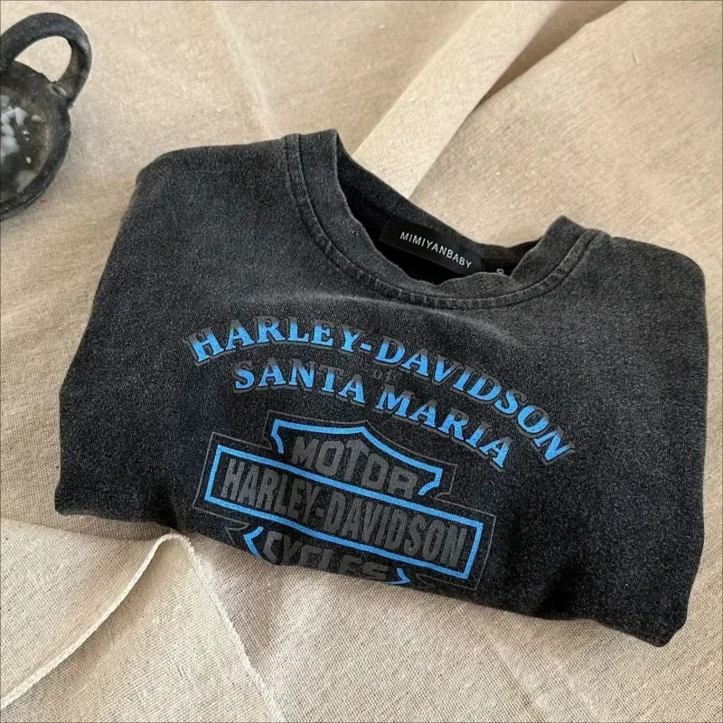 2025 New Spring Letter Printed Toddlers Kids Europe Style T-shirts Long Sleeve Loose denim Tops Style Baby Children Casual Tees 5