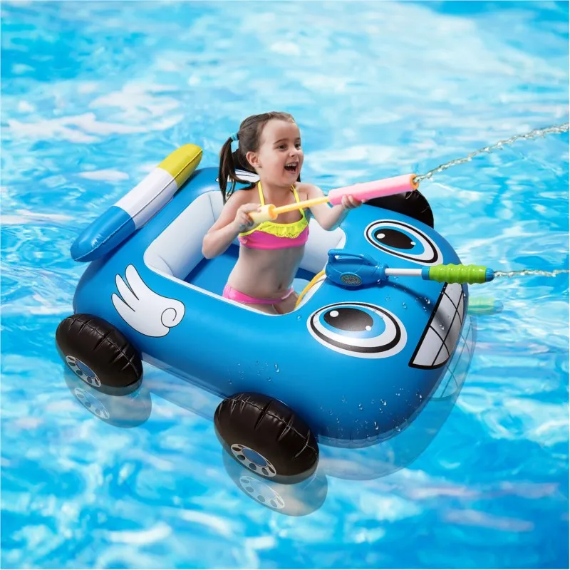 Dokitoy Inflatable Car Seat Children's Water Spray Swimming Circle Pool Play Water Gun Toy Fire Truck Collision Car