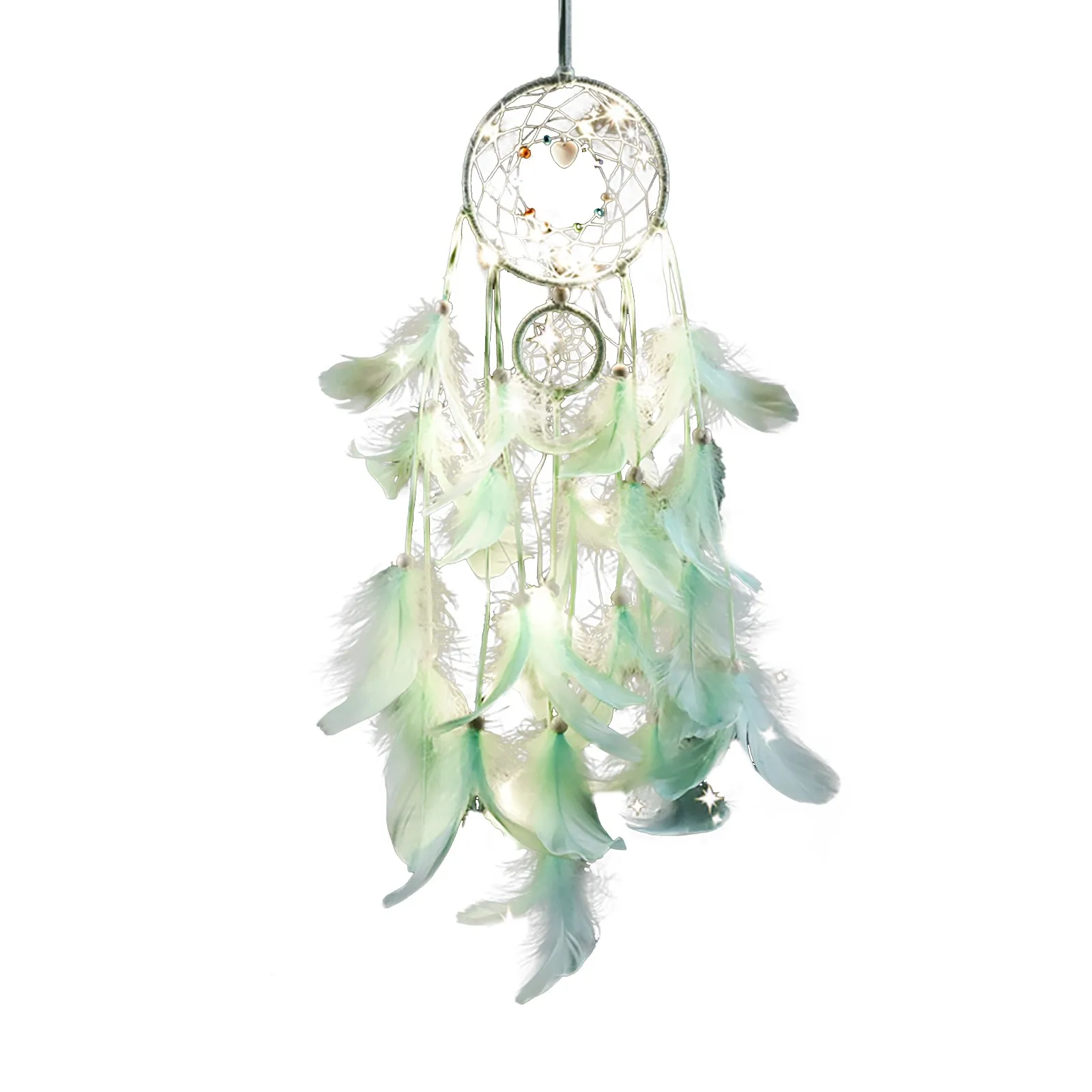 Handmade Indian Dream Catcher Hanging with Rattan Bead Feathers Wall Car Decoration Ornament Dreamcatcher Children living Room 3