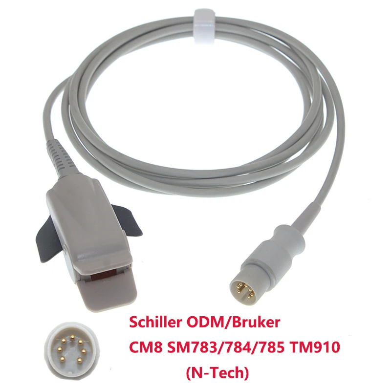 

N-Tech Совместимый с датчиком Spo2 монитора Schiller ODM/Bruker CM8 SM783 SM784 SM785 TM910, 7-контактный кабель 3 м