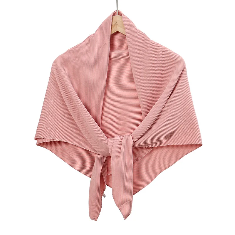 28 Colors Plain Crinkle Square Bubble Silk Pleated Hijab Women's Head Shawl Scarf Muslim Wrinkle Kerchief Solid Ramadan Stole 3