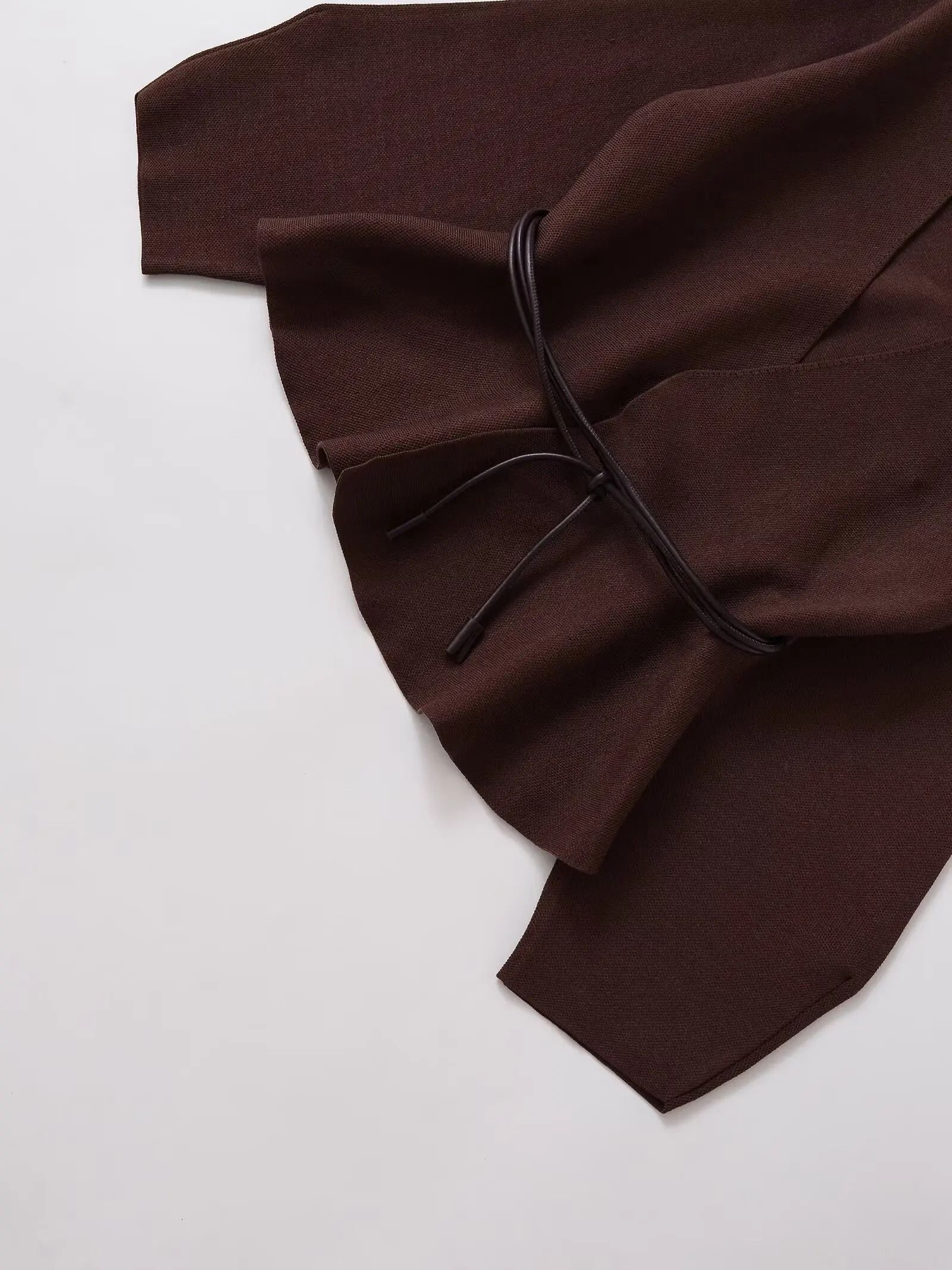 Women's Knitted With Belt Jackets Coat Long Sleeve High Street Lady Short Coats Autumn  Winter Wrinkled Hem Female Cardigan Top