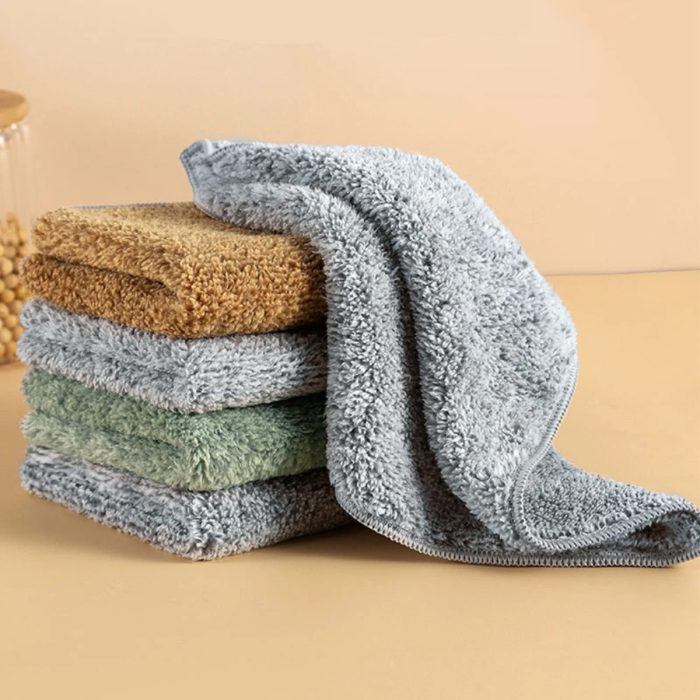 

2/4pcs Bamboo Charcoal Fiber Cleaning Cloth Rags Water Absorption Non-Stick Oil Washing Kitchen Towel Household Cleaning Tools