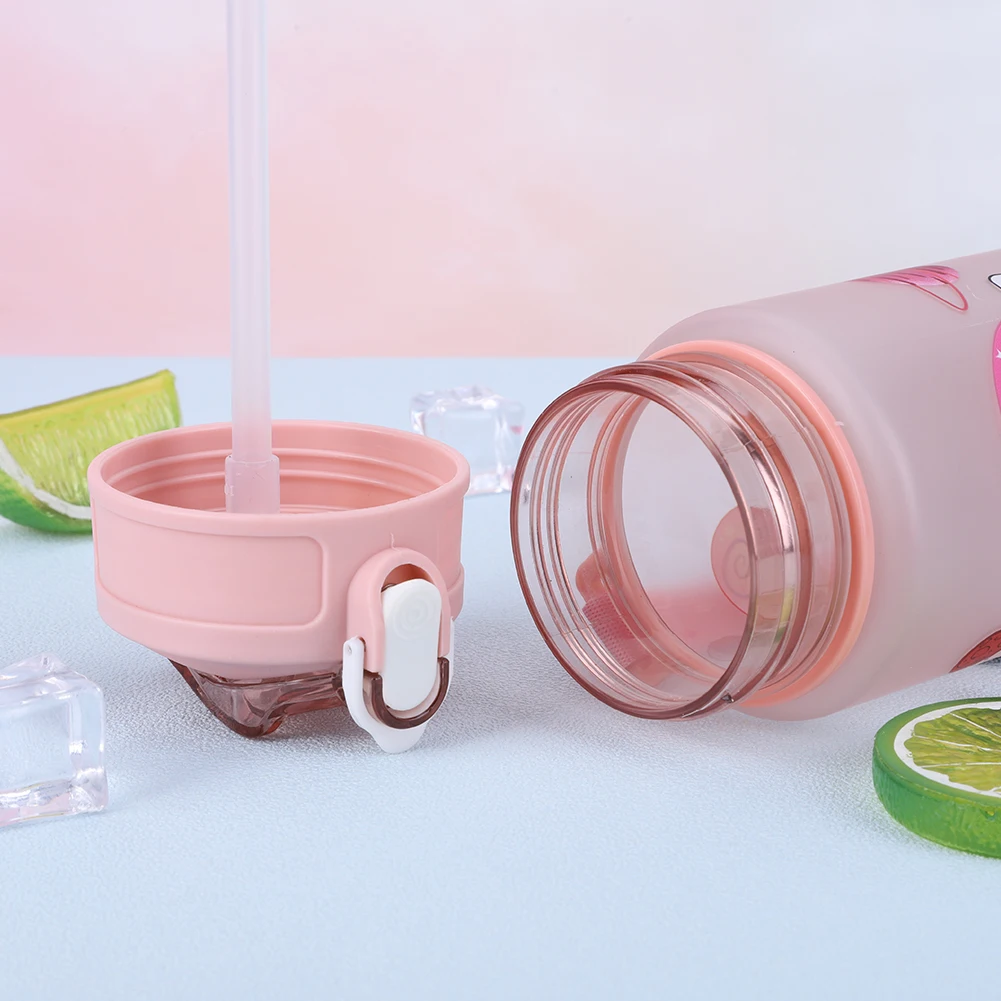 800ml 우주 비행사 스포츠 병(밀짚 및 손잡이 포함) 휴대용 여행용 병 대용량 소년 소녀를 위한 귀여운 마시는 병