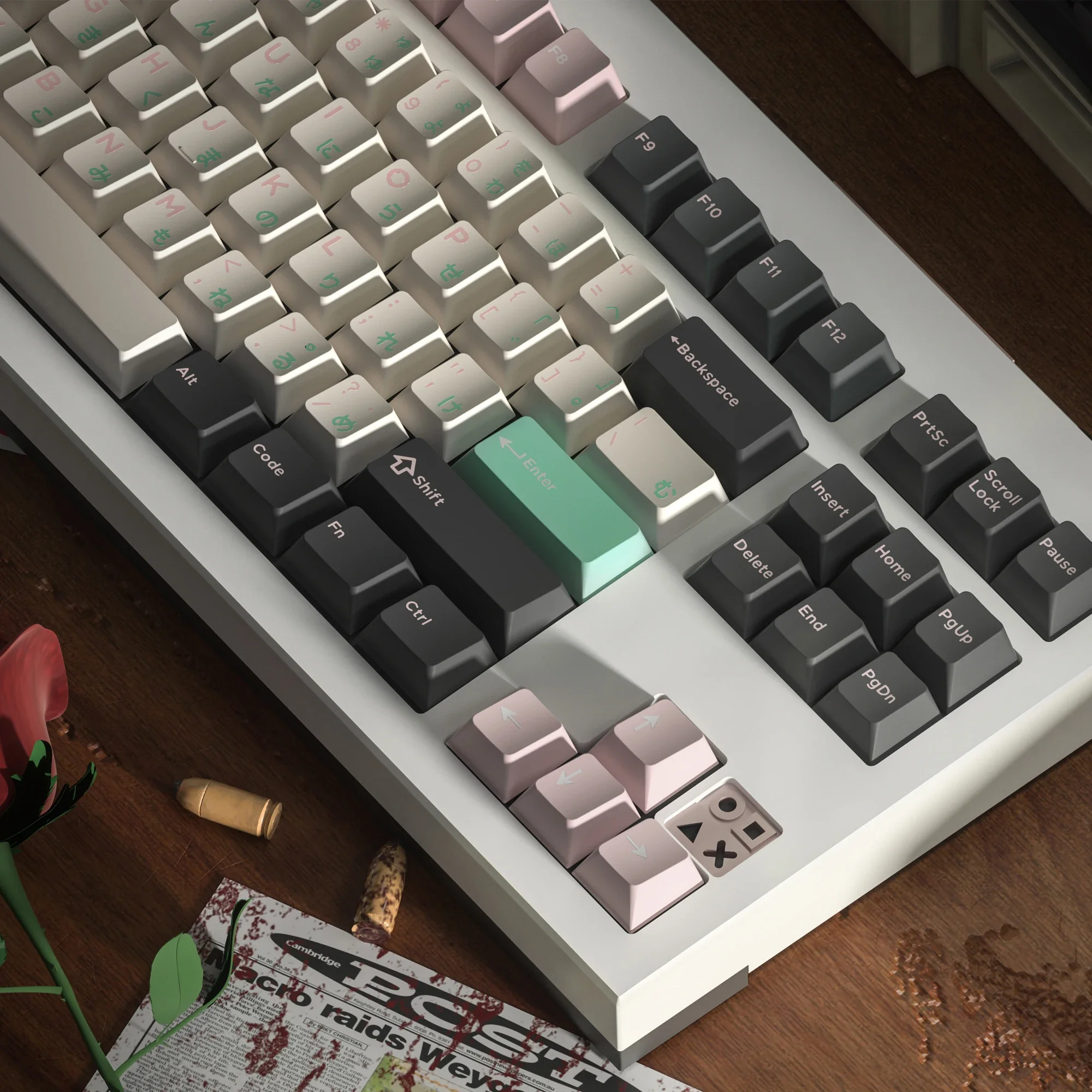 Domikey-doubleshot Keycap Dcs Abs Villanella Killing Eve Black Pink Perfil Cereja Hirigana para Teclado 87 104 Bm60 Bm65 Bm68