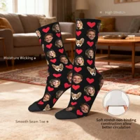 Chaussettes personnalisées pour hommes et femmes, chaussettes d'expression drôle sur le thème du visage, chaussettes personnalisées photo personnalisées, cadeaux d'anniversaire 5