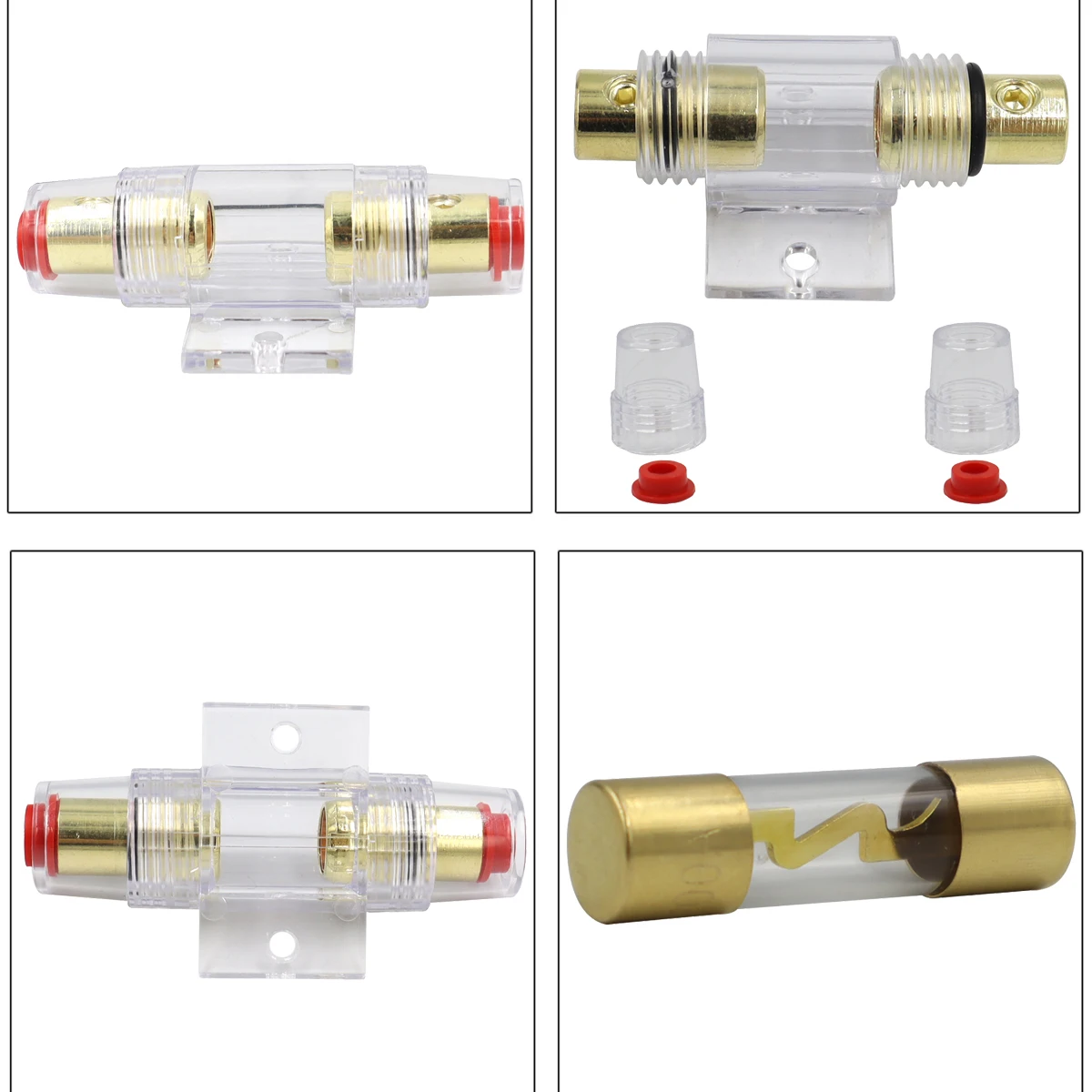Auto Car Fuse Holder Block 30A/60A/100A AGU Fuse Holder Audio In Line AMP Amplifier Gold Plated
