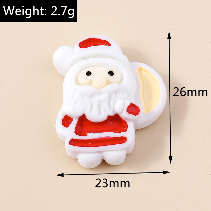 Leslie 10 Stück Harz-Cabochons mit Weihnachtsmotiven: Hirsch, Glocke, Lebkuchenmann, Schneemann, Weihnachtsmann-Anhänger für DIY-Schmuckherstellung und Basteln – Detail 20