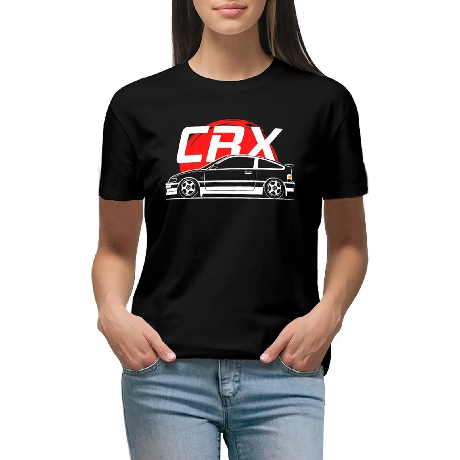 

JDM CR X T-shirt graphics Short sleeve tee lady clothes Women's summer blouses 2024