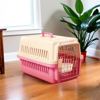 Tieker Portable Pet Air Box Hard Side Pet Travel Box Cat and Dog Checked Box Pet Travel Transport Box Pet Cage
