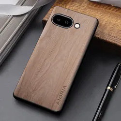 Luxury Leather Phone Case with Chic Bamboo Wood Pattern and Retro PU Finish for Google Pixel 11 (White Poplar)