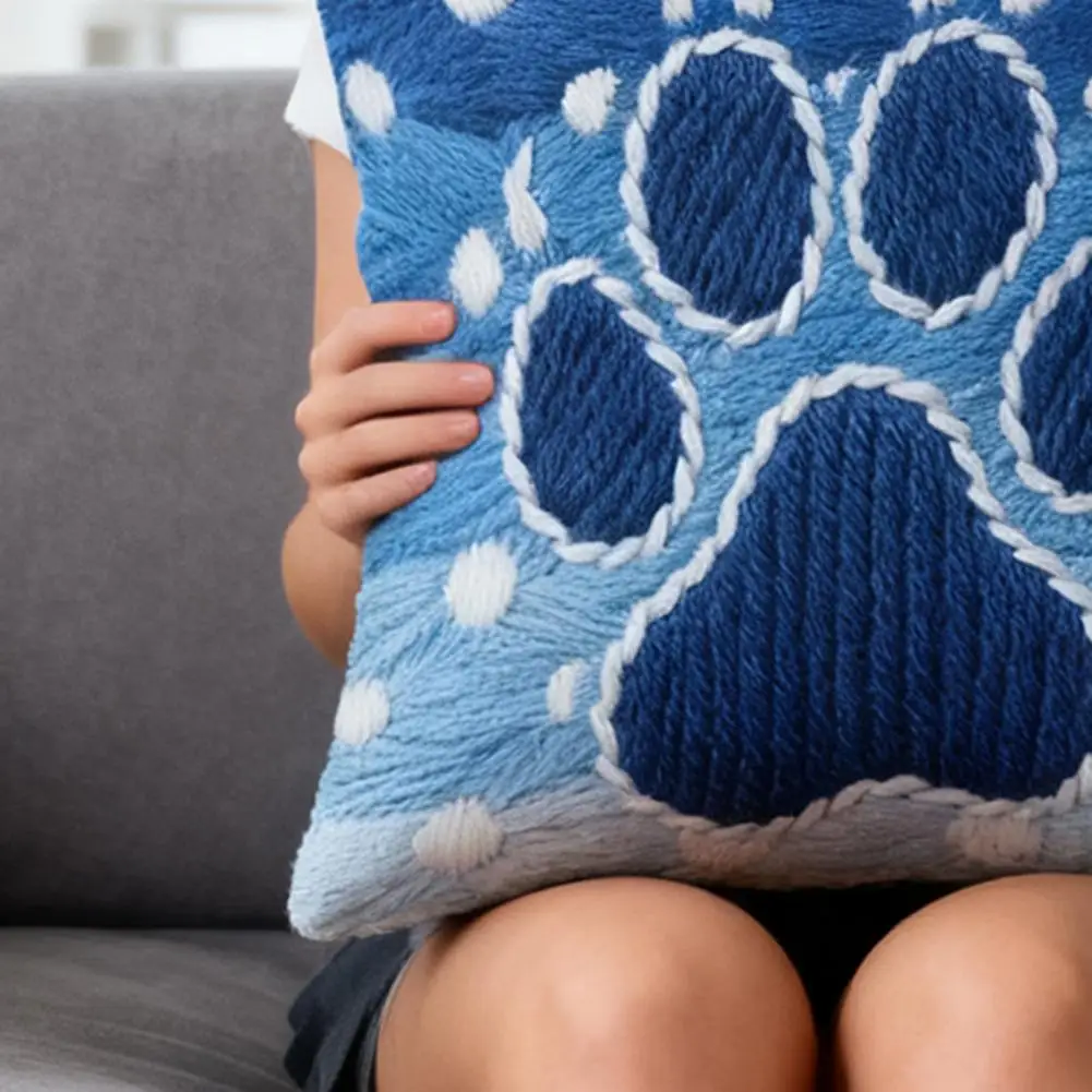 45x45CM Blue Paw Dotted Pillowcase Single Side Print Throw Pillow Cover Home Bedroom Sofa Bed Decorative Square Cushion Cover