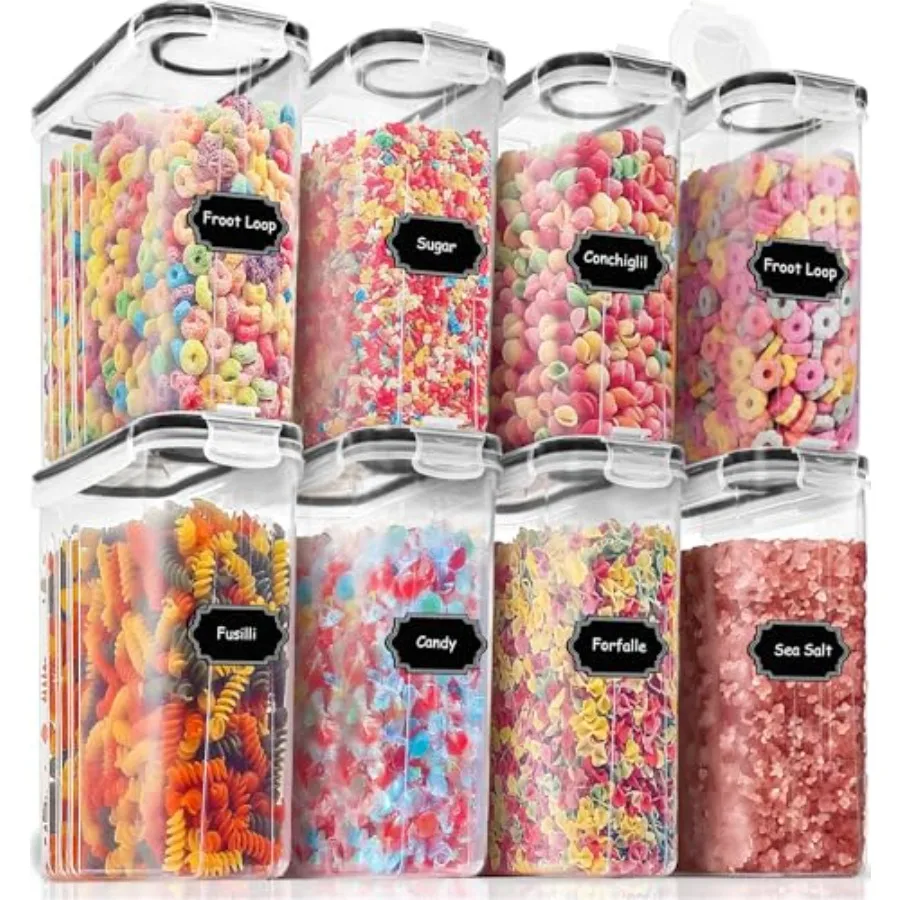 Cereal Containers Storage Set 4L135.2 Oz 8PCS Airtight Food Storage Containers with Lids for Kitchen and Pantry Organizers and