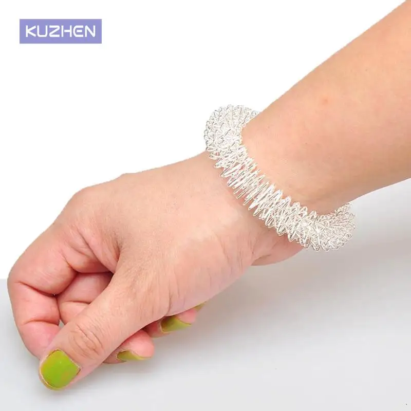 Men And Women Wrist Hand Acupuncture Bracelet Metal Massage Ring Health Care Tool Wrists Relaxation Massager Supplies Finger Massage Ring