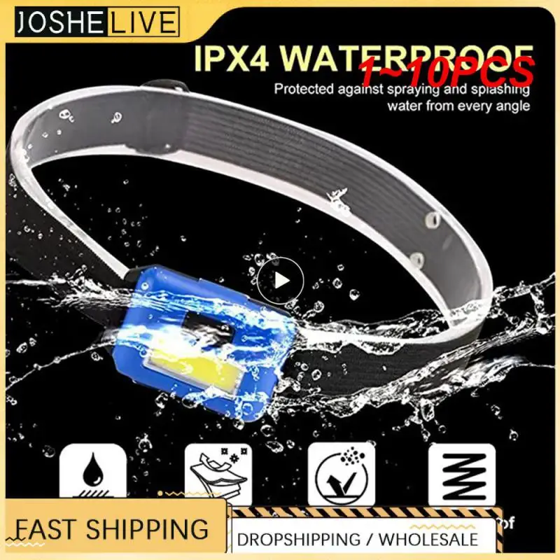 

1~10PCS Camping Led Mini Headlights Portable Cob Headlamps Waterproof Head Front Light With 3 Switch Modes Led Lights Christmas