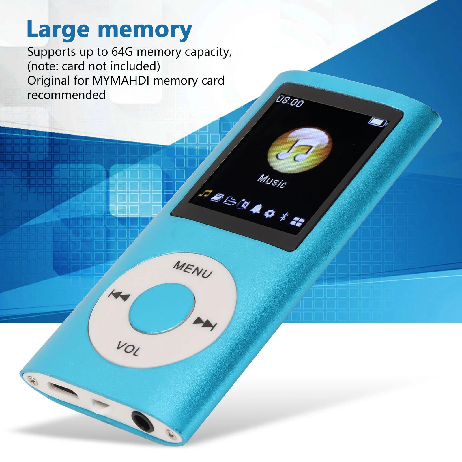 Slim Portable MP3 Music Player with 1.8 Inch LCD Screen and Multifunctional Features
