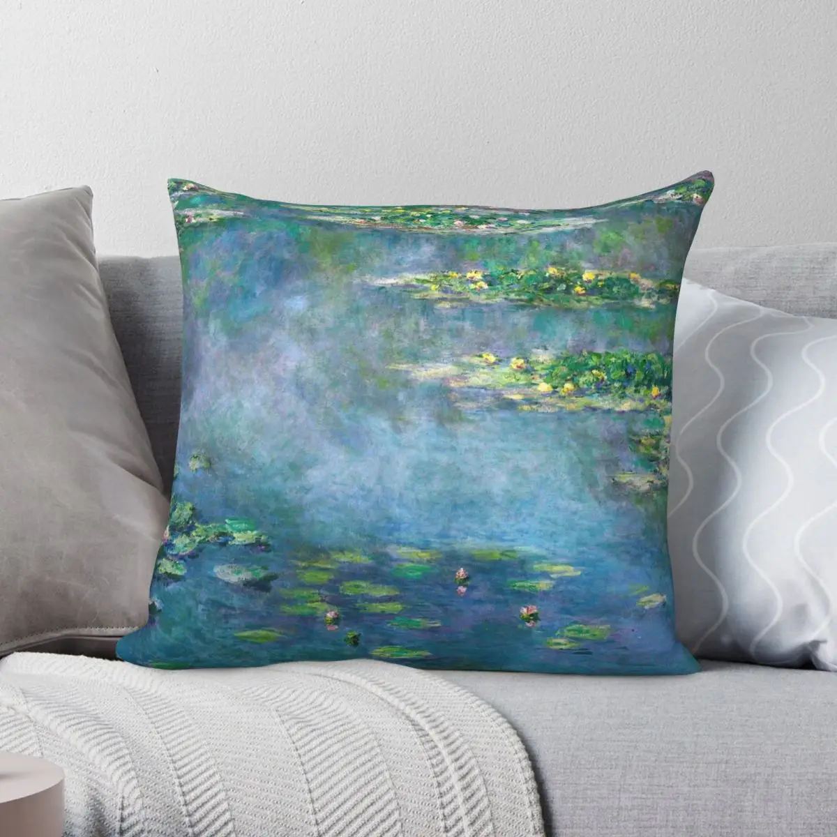 

Claude Monet Water Lilies Square Pillowcase Polyester Linen Velvet Pattern Zip Decor Bed Cushion Cover Wholesale