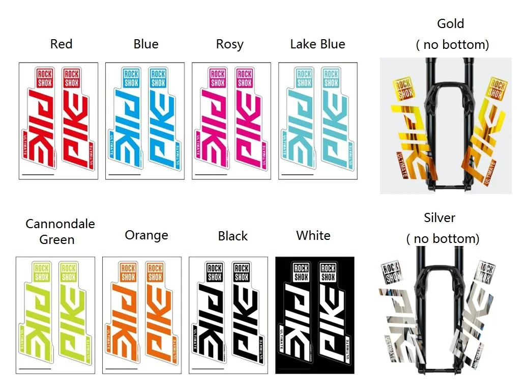 Autocollants Rock Shox Pike – Vert Fluo – Autocollants De Vélo – Déco Vélo VTT