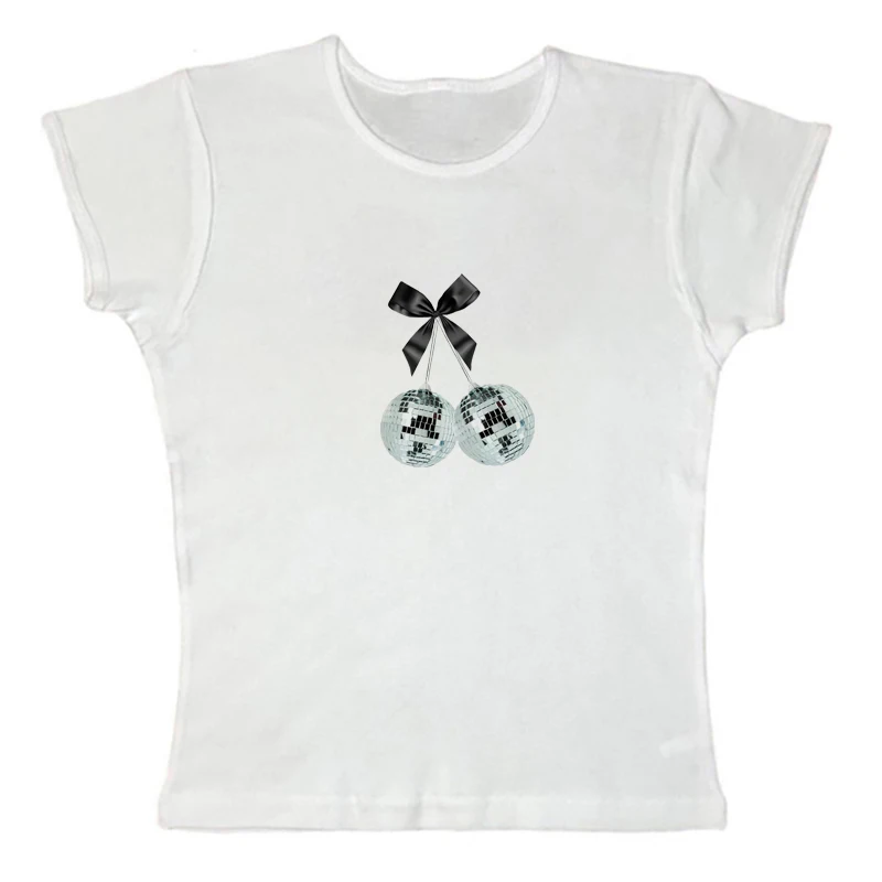 

Round neck short sleeved short T-shirt Women wearing short shirts on the street Y2k Grunge baby T-shirt 90s vintage T-shirt