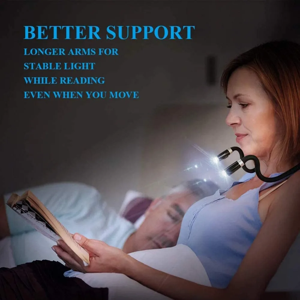 Neck Reading Light Book Light for Reading 4 LED 3 Modes Neck Lamp Hands Free Flexible Torch for Readers U-Shaped LED led light book light