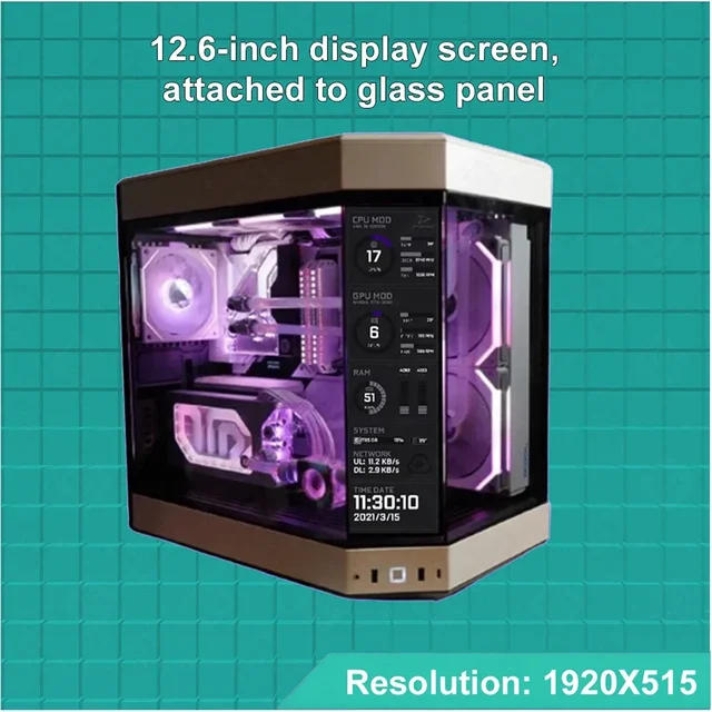 Y60 Y70 12.6 Inch DIY LCD Data Monitoring Display Screen 1920x515 Resolution Dynamic Auxiliary Screen MOD Without PC Box 4
