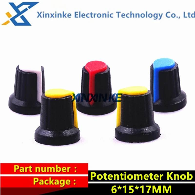

Potentiometer Knob Switch Cap (Heart Knob Multiple Colors) Inner Diameter 6mm Outer Diameter 15MM* Height 17MM