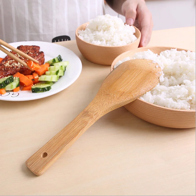 Bamboo Wooden Kitchen Spoon Rice Shovel Large Soup Service Kitchenware Tableware