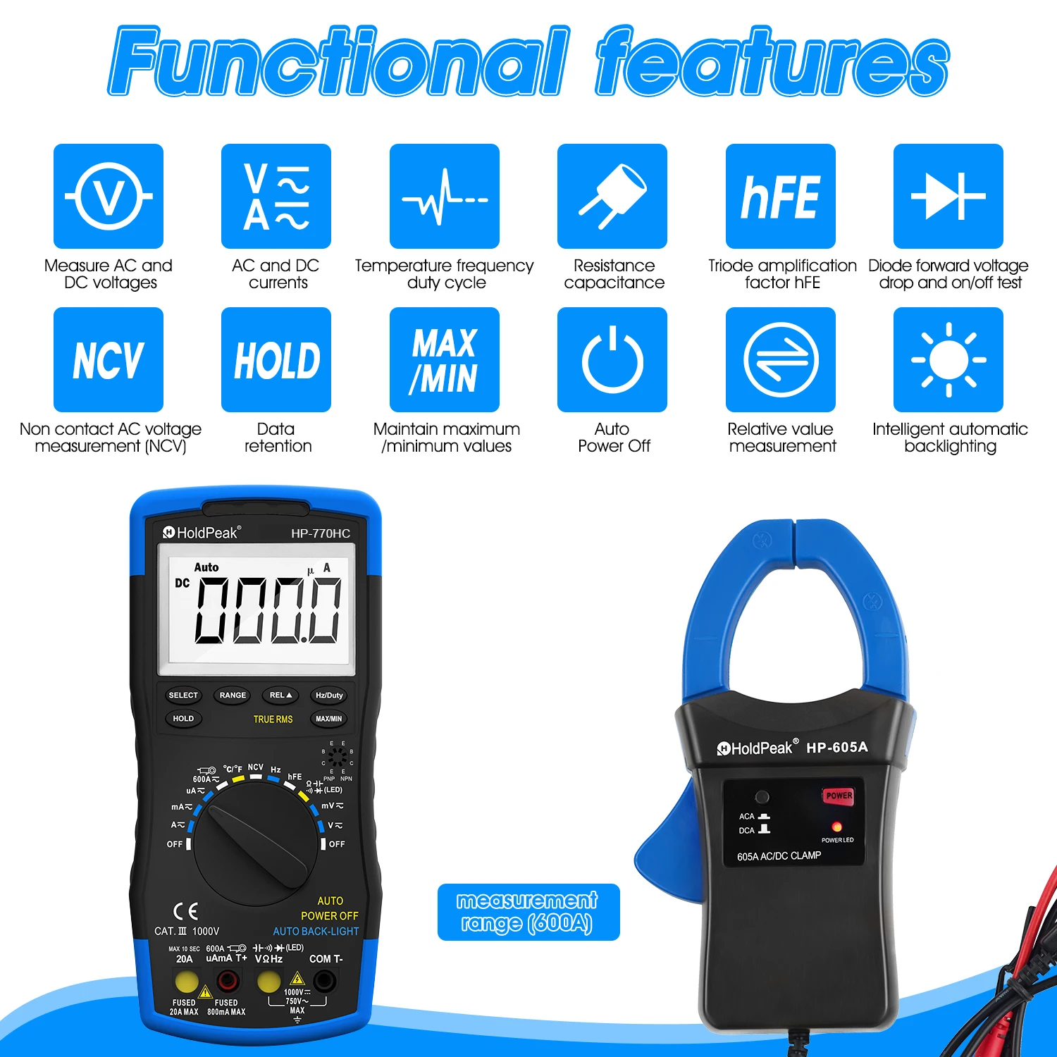 Digital Multimeter Tester HP-770HC True RMS Smart Autoranging
