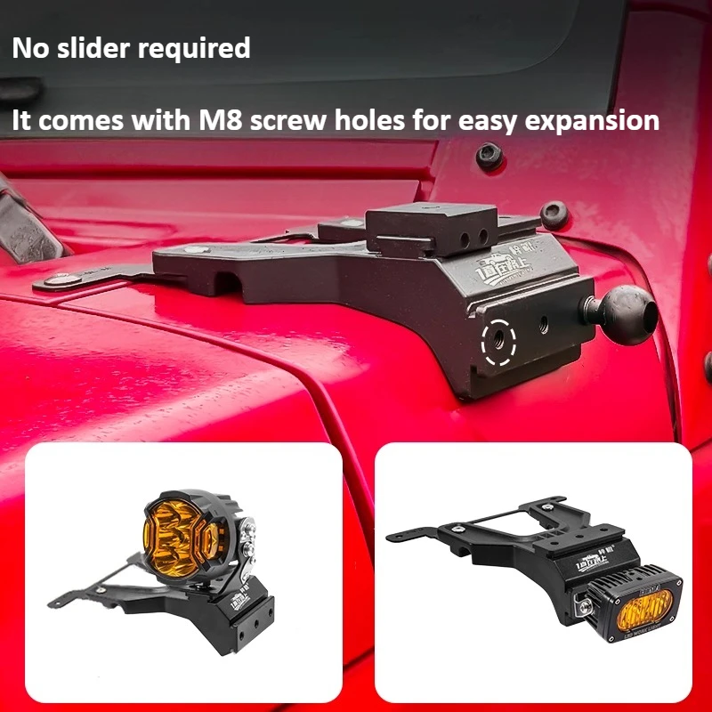 For Beijing BJ40 Car A Pillar Led Spotlight Bracket Front Engine Hood Quick Release Dual Guide Rail Expansion Stand Lamp Holder detail image 3
