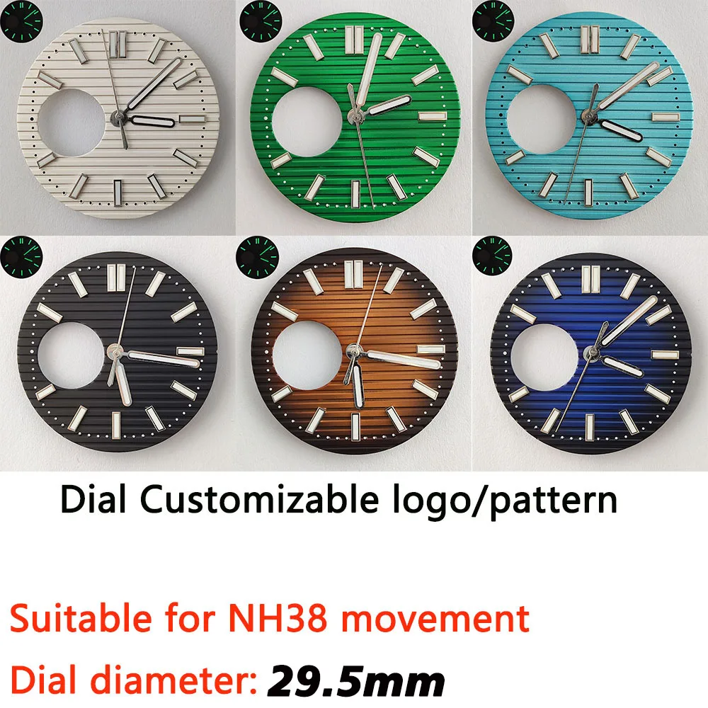 NH38 dial 29.5mm 9-point hollowed out green luminous dial NH35nh36 ...
