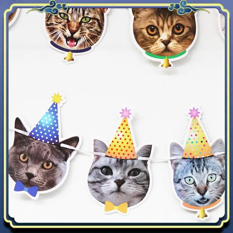 Pet Birthday Banner Cartoon Cute As Shown Paper Cat Dog Birthday Party Hanging Banners