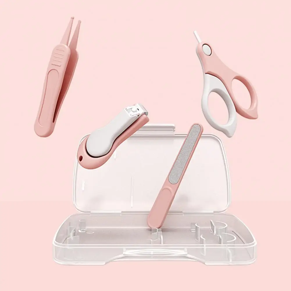 4PCS Newborn Baby Nail Scissor Baby Nail Care Tool Kid Safe Portable Clipper Trimmer Tweezer with Box Children Manicure Kit nail care kit