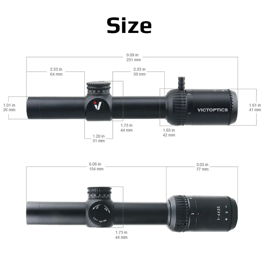 Description Picture 5 of itemVictoptics 1-4x20 Rifle Scope VMD-2 Reticle Riflescope 1/2MOA Optical Sight For Hunting