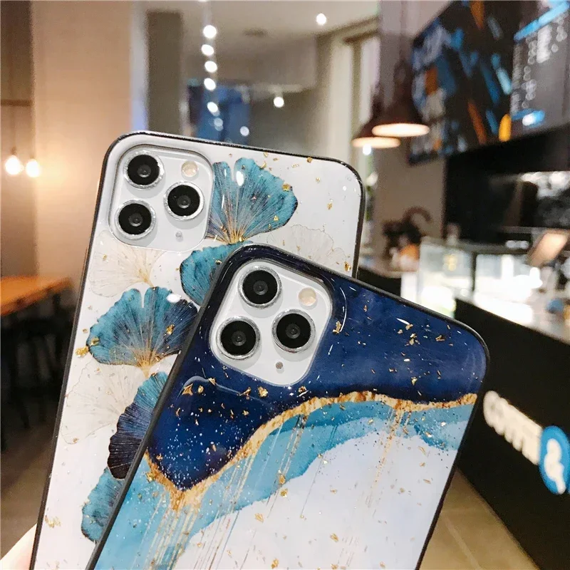 Luxury Gold Foil Silicone Phone Case iphone case phone case phone protector cover For iPhone 16 15 14 13 12 11 Pro Max