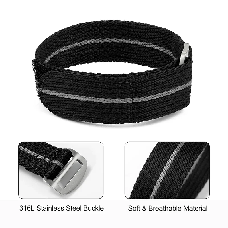 Militado Nylon Sports Fabric Watch Strap - Universal Replacement Wristband Bracelet