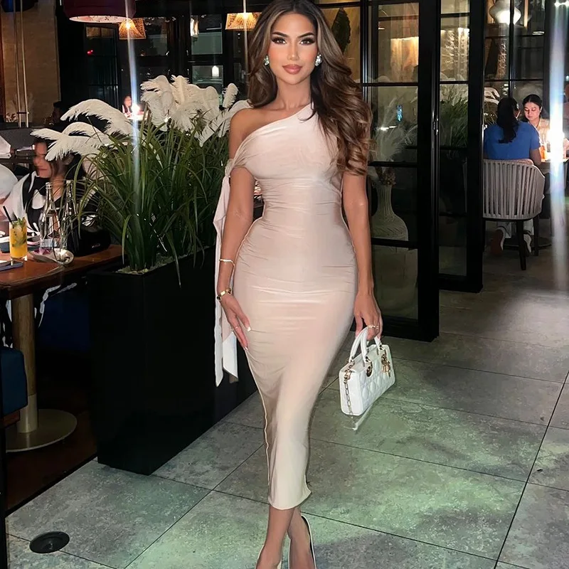 Off-Shoulder Patchwork Slim Dress Women's Bandage Sleeveless Backless Fashion Elegant Party Dress New Female Long Dress