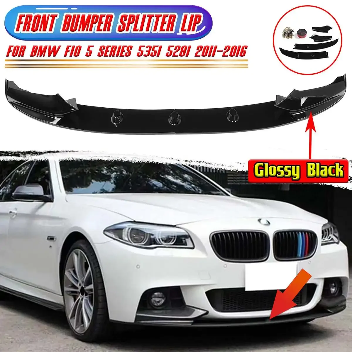 

F10 Car Front Bumper Splitter Lip Spoiler Bumper Diffuser For BMW F10 5 Series 535i 528i M Sport 2011-2016 Bumper Aprons Guard